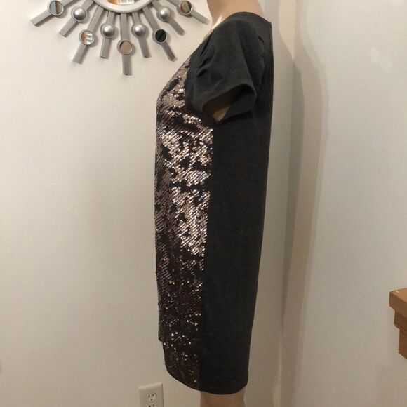 DKNY Sequin Mini Dress Grey Women’s Size Extra Small Short Sleeve Shirt - Picture 2 of 12
